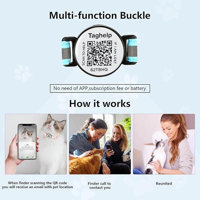 2 Pack Airtag Cat Collar, Breakaway Cat Airtag with Smart ID tag & QR Code Reflective, Lightweight Kitten Collar for Apple Air tag, Hidden Holder for GPS Tracker or Boy Girl Cats, Kittens(Purple)