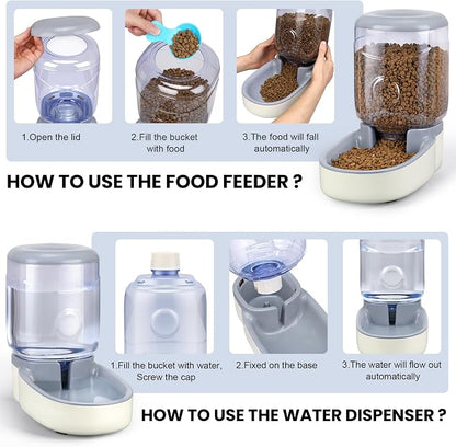 2 Pack Automatic Cat Feeder and Water Dispenser Pet Dog Gravity Feed Bowl | Automatic Cat Feeder and Water Dispenser Pet Feed Bowl Dog Gravity Food Feeder & Waterer Set for Small Medium Pup Kitty