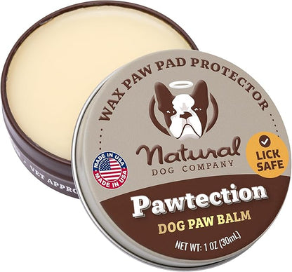 Natural Dog Company Pawtection Balm for Hot Pavement, Dry Cracked Dog Paws, and Rough Terrain - Safe, Non-Toxic, and Lick Safe - Protects Paws with Natural Ingredients, 1 oz Tin