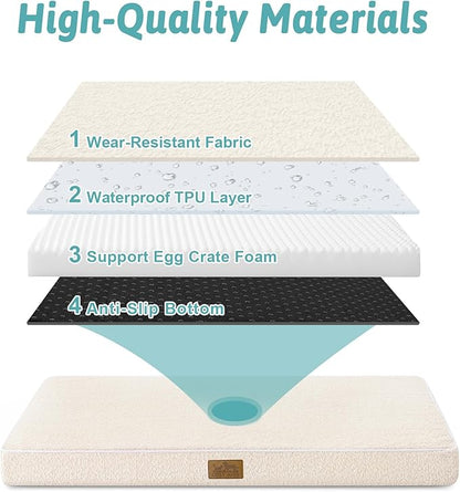 COZY KISS Dog Bed for Extra Large Dogs, Rectangular XL Orthopedic Dog Beds, Foam Anti-Slip Bottom Pet Mat with Washable Removable Cover, Suitable for Pet Up to 100 lbs, 44x32x3 inch, Bed