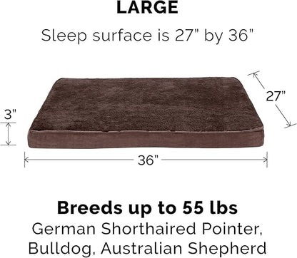 Furhaven Orthopedic Dog Bed for Large/Medium Dogs w/ Removable Washable Cover, For Dogs Up to 55 lbs - Terry & Suede Mattress - Espresso, Large
