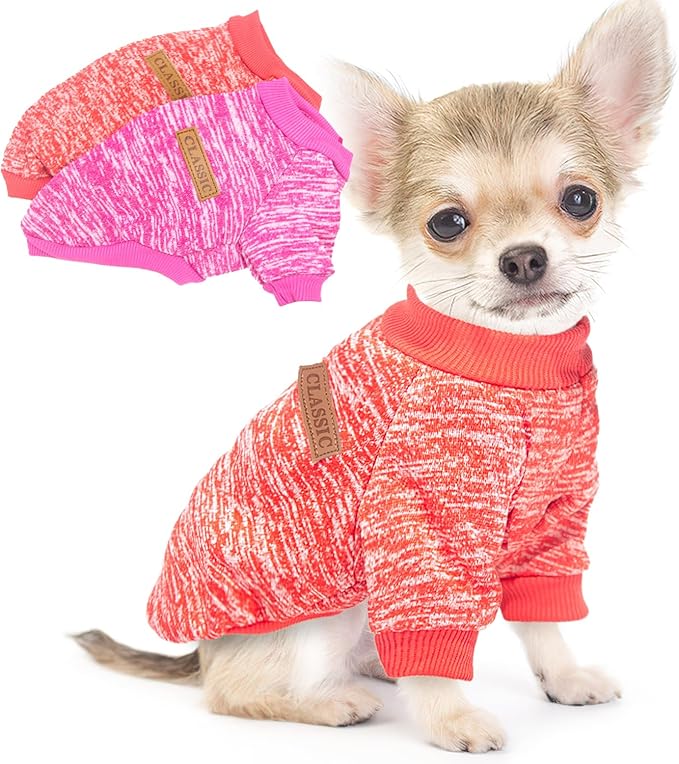 2 Pieces Dog Sweaters for Small Dogs Fall Winter Dog Clothes Female Fleece Puppy Sweaters Warm Thick Outfit Pet Small Sweater for Boy Girl Dogs Teacup Yorkie Chihuahua,XXS