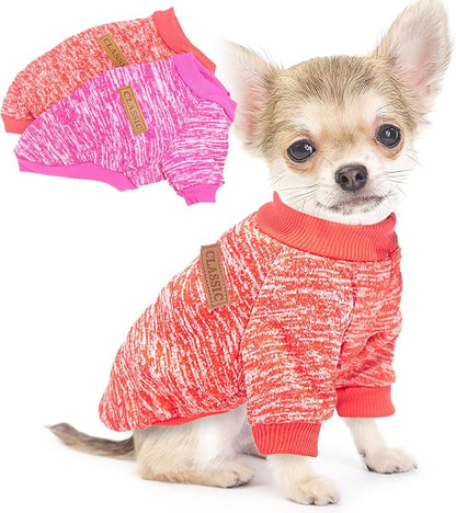 2 Pieces Dog Sweaters for Small Dogs Fall Puppy Clothes Female Winter Fleece Puppy Sweaters Warm Thick Outfit Pet Small Dog Clothes for Boy Girl Dogs Yorkie, Chihuahua, Bulldog, Dachshund,Pug, Medium