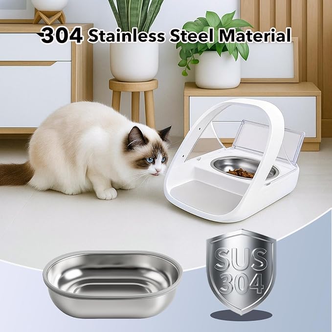 Stainless Steel Bowl for Automatic Microchip Cat Pet Feeder,2 Bowls & 1 Mat Set