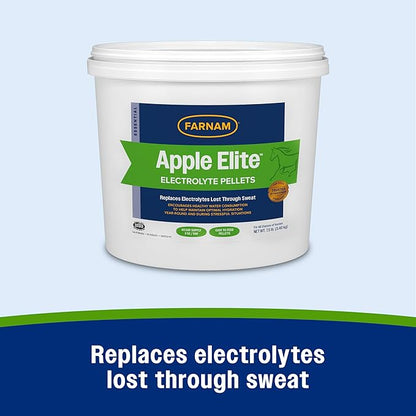 Farnam Apple Elite Electrolyte Supplement for Horses, Replaces Vital Minerals, for Hydration, No Added Sugar, Horse Supplements with Sodium, Potassium, Calcium & Magnesium, 7.5 lb, 40 Day Supply