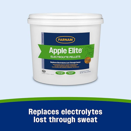 Farnam Apple Elite Electrolyte Supplement for Horses, Replaces Vital Minerals, for Hydration, No Added Sugar, Horse Supplements with Sodium, Potassium, Calcium & Magnesium, 7.5 lb, 40 Day Supply