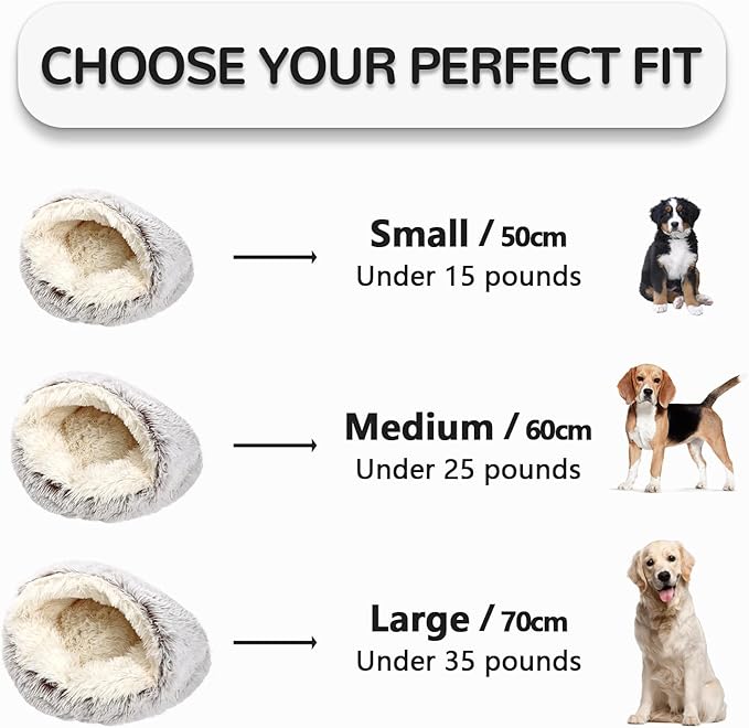 Calming Cat Beds, Fluffy Plush Round Cat Cave Washable, Cozy Warming Anti-Slip Small Dog Bed for Puppy and Kitten, Soft Anti Anxiety Pet Nest (24×24 inch, Grey)