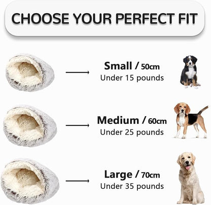 Calming Cat Beds, Fluffy Plush Round Cat Cave Washable, Cozy Warming Anti-Slip Small Dog Bed for Puppy and Kitten, Soft Anti Anxiety Pet Nest (24×24 inch, Grey)