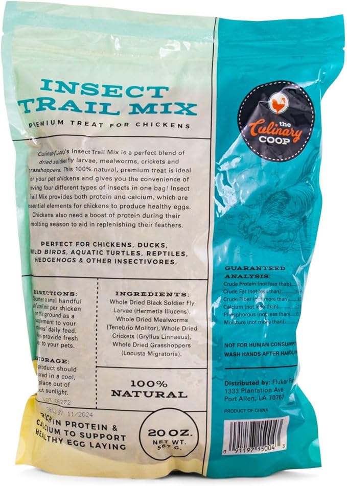 Fluker's Culinary Coop Premium Chicken Treats, Dried Insect Trail Mix, 20 oz
