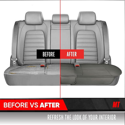 Motor Trend Rear Seat Protector for Cars, SUVs & Trucks – Nappa Leather Bench Cover Protector - Car Seat Cover for Kids, Pets & Baby - Durable Back Seat Protector, Gray Universal Fit Bottom Coverage
