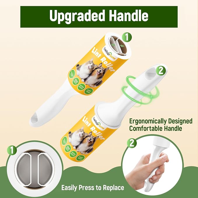 Extra Sticky Lint Roller for Pet Hair, 500 Sheets, 2 Handles | Compact Value Pack for Clothes, Couch, Car, Furniture & Bedding
