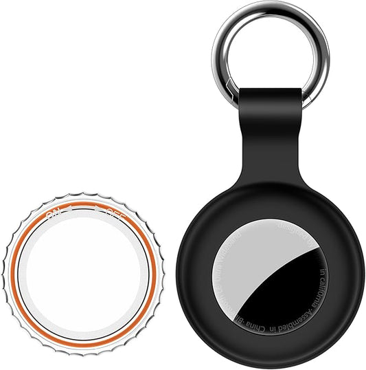 1|2|4Pack for Apple AirTag Holder,for Air Tag 2nd &1st Genaretion,Waterproof GPS Tracker Air Tag Keychain with Cover Anti-Scratch Silicone for Air-Tag Case for Pets,Kids,Bags,Luggages-Black