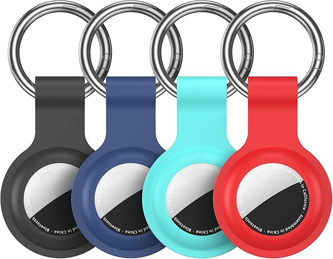 Compatible with AirTag Holder Case Keychain 4 Pack,for AirTag 2nd & 1st Generation Key Chain Ring Case Cover for Air Tag Holder GPS Tracker Air Tag 2nd gen Finders Air Tagholder for Kids,Bags,Luggages
