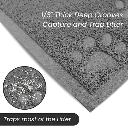 Andalus Extra Large Cat Litter Mat, Pack of 1 - Waterproof, Non-Slip & Easy to Clean Cat Litter Box Mat for Extra Efficient Pet Litter-Trapping, Grey (35” X 23”)
