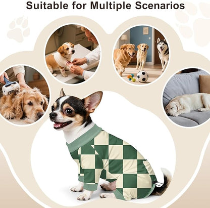 Bienbee Dog Pajamas, 4 Pack Dog Recovery Suit Shedding Suit Cute Soft Puppy Clothes Dogs Pjs Onesies Jammies Adjustable Breathable & Stretchy Clothes for Small Medium Large Dogs Girl Boy Puppy-XS