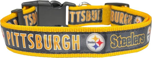Pets First NFL Pittsburgh Steelers Licensed PET COLLAR, Small - Heavy-Duty, Strong, and Durable Dog Collar. Available in 31 Football Teams and 4 Sizes