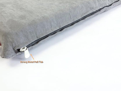 Luxurious Comfort Solid Pad Memory Foam Pet Dog Bed with Inner Waterproof Case and External Cover for Medium and Large Dogs + Free 2nd Cover (Complete Bed - 45"x27"x3", Suede - Gray)