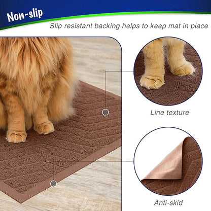 WePet Cat Litter Box Mat U02.2, Kitty Premium PVC Pad, Durable Trapping Rug, Phthalate Free, Urine-Resistant, Scatter Control, L 35 x 23, Brown