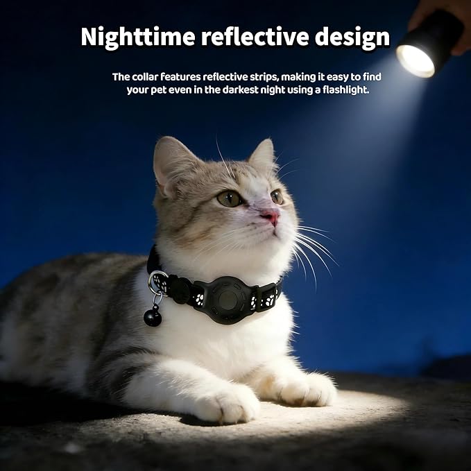 Cat Collar (iOS Only) - Pet Tracker Compatible with Apple Find My, Waterproof Smart Tag, No Monthly Fee. Advanced Safety Solution for Small & Large Cats.