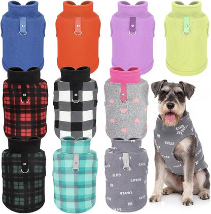 Reginary 10 Pack 2X-Large Dog Sweaters Fleece Pet Dog Clothes with Leash Ring Soft Warm Winter Puppy Plaid Shirt(Stylish)