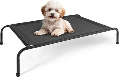 Simple Deluxe Cooling Elevated Dog Bed, Raised Portable Dog Cots Beds No-Slip Feet Durable Portable Indoor & Outdoor Pet Hammock Bed, 42x25.5x8 Inch, Black
