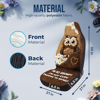 GENANY Cute Owl Car Seat Covers Set of 2, Breathable Front Seat Covers for Truck Sedan SUV, Funny Car Accessories, Owl Gift for Women