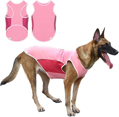 UPF 50+ Sun Protection Sleeveless Dog Shirt for Medium Dogs - Breathable Lightweight Sports Fan T-Shirt with Reflective Strips, UV Protective Apparel P23ST00503XXL