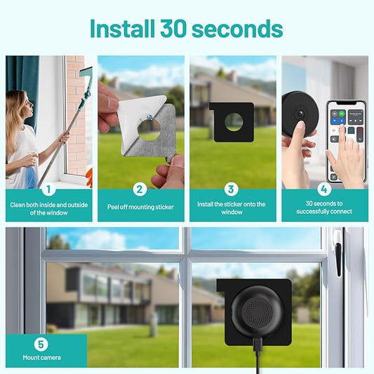 2K 3MP Window Camera, Smart AI Color Night Vision, 5G & 2.4GHz WiFi Indoor Home Security Cam w/Motion Detection, Real-Time Alerts, 2-Way Talk, Alexa, 24/7 Recording, Easy Install, 1-Pack