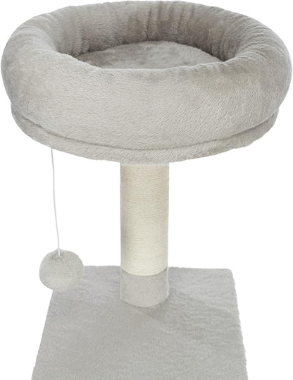 TRIXIE Seli Cat Tree – Cat Tower with Sisal Posts, Condo, Padded Platforms & Hanging Toy – Cat Furniture for Indoor Cats – Gray, 21.1" x 21.1" x 59.1"