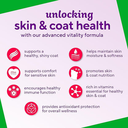 VitaFusion for Dogs Skin & Coat Supplement, Omega 3 Salmon Oil & Vitamin E – Supports Healthy Skin, Shiny Coat & Moisture Balance, Vet Formulated 120 Chews.