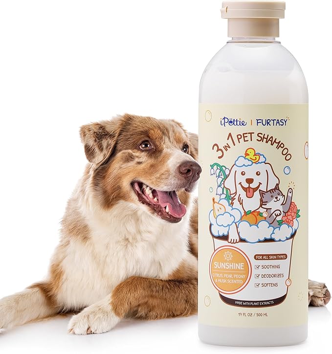 iPettie Furtasy Pet Shampoo, 3-in-1 with Aloe & Herbal Extracts, Soothing, Deodorizing, Softening, Alcohol-Free, 500ml, Cozy Scent, 16 Pack