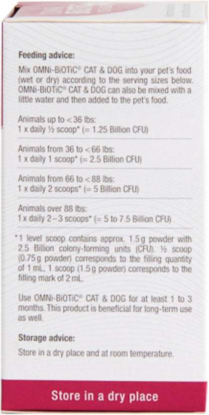 Omni-Biotic Cat and Dog Probiotics - Probiotic Powder for Cat and Dog Gut Health and Microbiome Balance with Lactobacillus Acidophilus - Premium Pet Probiotics for Dogs and Cats