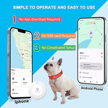 2-in-1 GPS Tracker for Dogs: Smart Pet Collar with Real-Time Tracking,No Monthly Fee/Subscription (iOS Only) Waterproof, Anti-Lost,365-Day Long Battery Life GPS Tracker Dog Collar(Tracker Included)