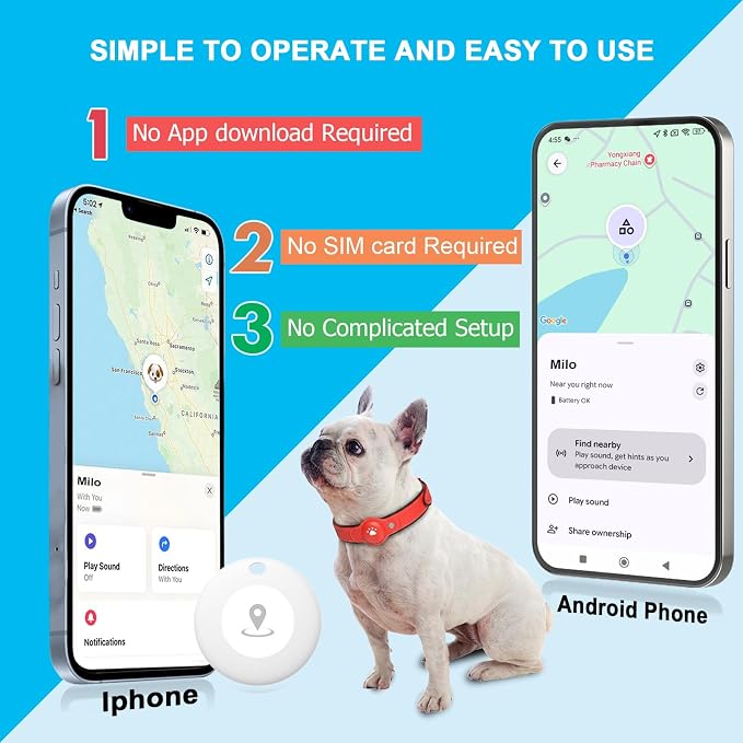 New GPS Tracker for Dogs: Smart Pet Collar with Real-Time Tracking,No Monthly Fee/Subscription (iOS & Android) Waterproof, Anti-Lost,365-Day Long Battery Life GPS Tracker Dog Collar(Tracker Included)
