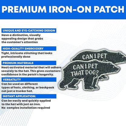 Can I Pet That Dog Patch, Dog Patch Removable Tactical, Can I Pet That Dog Embroidered Patches 3" for Dog Harness, Backpacks, Jackets, Gym Bags, Hats, Clothings