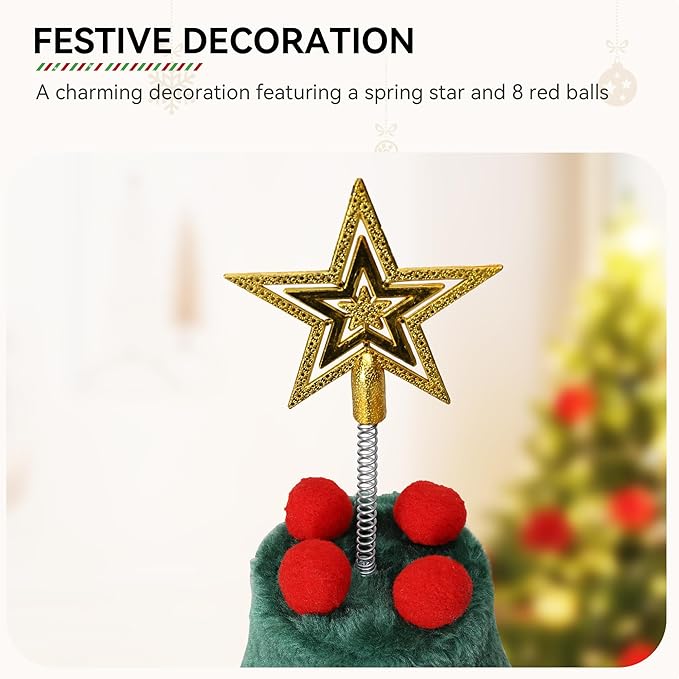 YITAHOME Christmas Cat Tree with 2 Houses, 52 in Cat Tower for Indoor, Cat Furniture with Teaser Plaything for Christmas Decoration