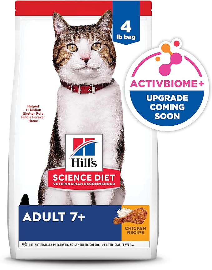Hill's Science Diet Adult 7+ Dry Cat Food, Chicken, 4 lb. Bag