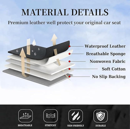 Coverado Car Seat Covers, Front Seat Cover 2-Pack, Faux Leather Waterproof Seat Covers, Car Seat Protectors,Driver Seat Covers Automotive Seat Covers Accessories Universal Fit Most Vehicles Beige
