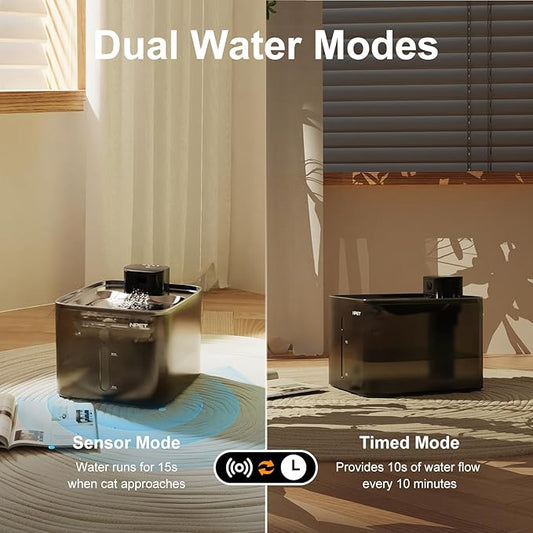NPET Wireless Cat Water Fountain, 4L/1Gallon Battery Operated Pet Fountain with Smart Motion Sensor, 4000mAh Rechargeable Battery & Quiet Pump, Automatic Cordless Water Dispenser for Cats, Dogs,Pets