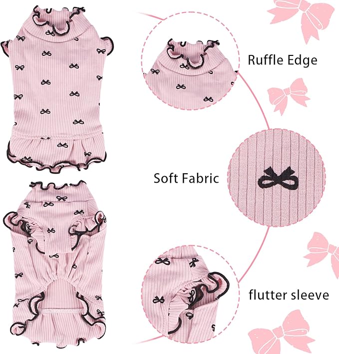 Small Dog Clothes Extra Small Dogs Spring Summer Dress Cute Soft and Breathable Outfits for Female Chihuahua Shih Tzu Yorkshire Puppy Cats (Pink Dress, X-Small)