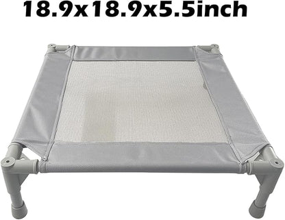 Pozico Elevated Pet Bed with Breathable Mesh for Small Cat and Dog, Raised Cooling Pet Cot for Puppy and Kitty, 18.9x18.9 inch (Gray Bed)