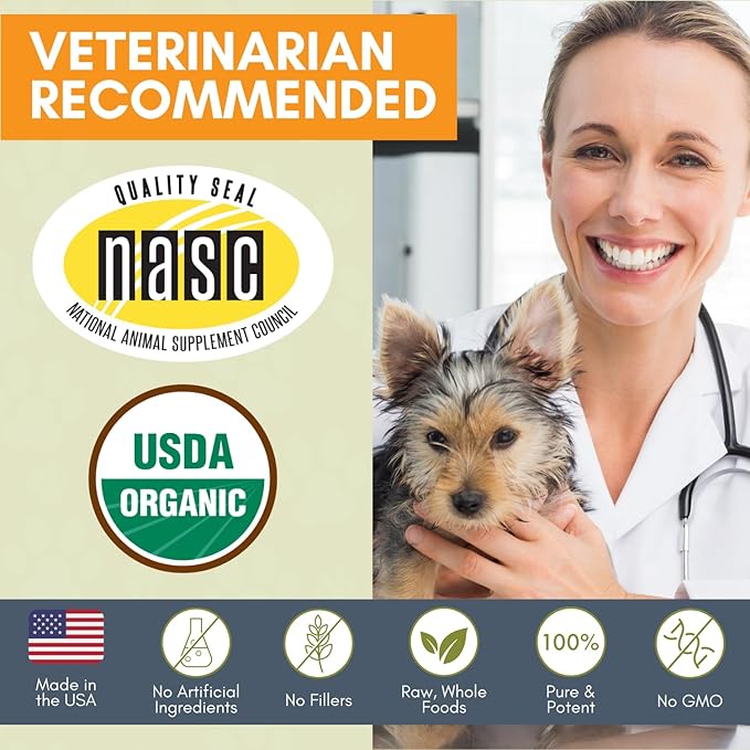 Wholistic Pet Organics Spirulina Powder for Dogs and Cats - Antioxidant Support for Dogs and Cats - Immune Support Supplement, Promotes Overall Wellness - Human-Grade Superfood for Pets - 85 Scoops