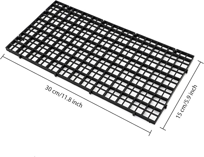 Aquarium Fish Tank Bottom Isolation 8 Pcs, Plastic Egg Crate Grid Divider Tray Egg (S 8pcs Black)