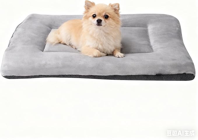Dog Bed Plush Dog Crate Pad 24" x 18" Kennel Pad Machine Washable Entire Cat Crate Beds Double Sided Pet Cushion