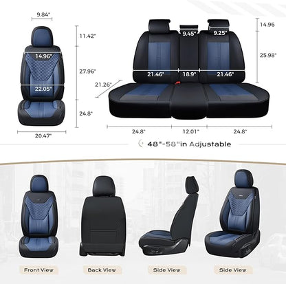 Coverado Car Seat Covers with Lumbar Support, Front Covers for Cars, Universal Automotive Seat Cover, Waterproof, Leather Car Seat Cushion, Interior Seat Protectors for Most Cars