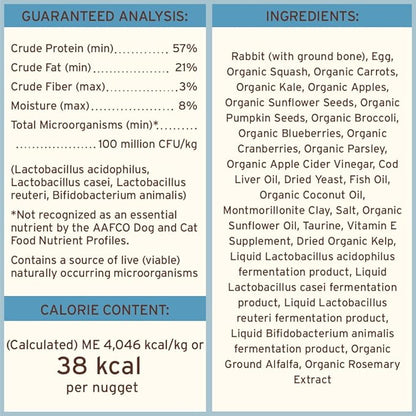 Primal Freeze Dried Raw Cat Food Nuggets Rabbit, Complete & Balanced Meal or Topper, Premium, Healthy, Grain Free, High Protein Raw Cat Food with Probiotics (14 oz)