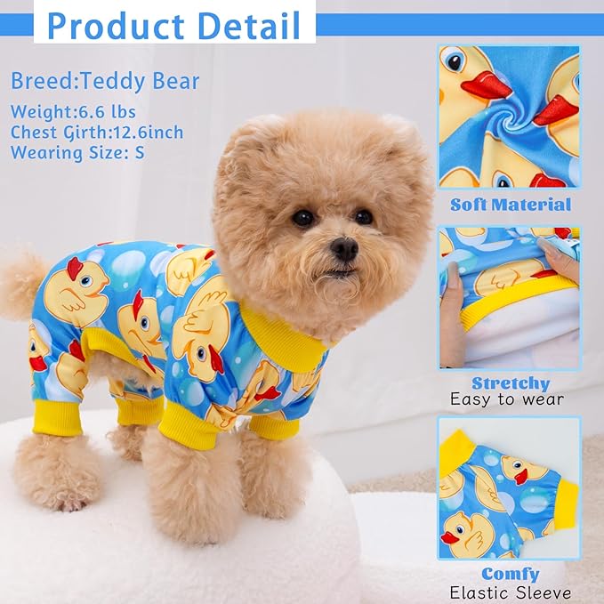 XPUDAC 4 Pieces Dog Pajamas for Small Dogs Pjs Clothes Puppy Onesies Outfits for Doggie Christmas Shirts Sleeper for Pet