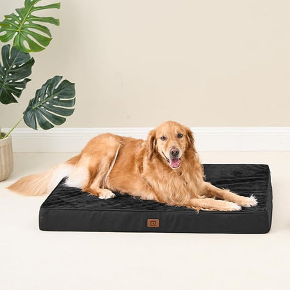 EHEYCIGA Orthopedic Dog Bed Waterproof 47"x29", Memory Foam Pet Bed for XXLarge Dog Bed, Washable Pet Mat with Removable Cover, Black