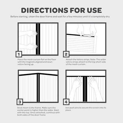 Hands-Free Magnetic Screen Door, Heavy Duty, Self Sealing Screen Door Mesh Protector, Pet and Kid-Friendly, Stay-Open Buckle, Keeps Bugs Out While Letting Nature in, Fits Door Size (32" x 82")