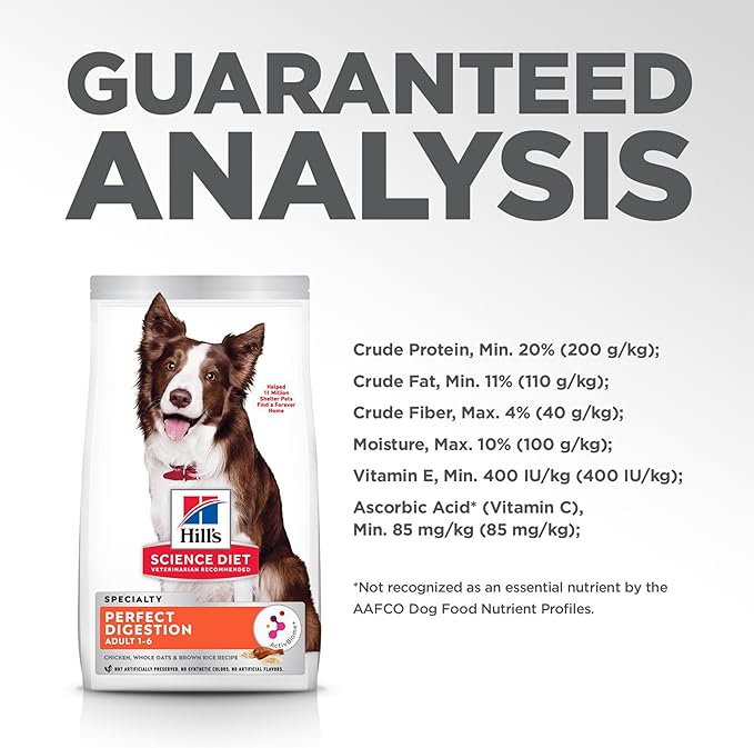 Hill's Science Diet Adult 1-6 Perfect Digestion Dry Dog Food, Chicken, Brown Rice, & Whole Oats, 3.5 lb. Bag